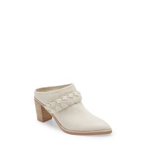 DOLCE VITA Womens Ivory Serla Block Heel Slip On Leather Heeled Mules Shoes 11